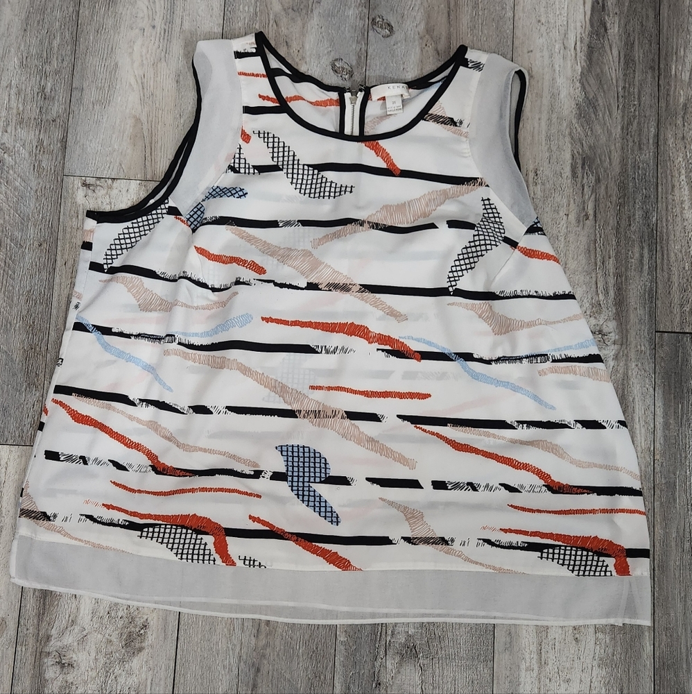 Kenar White Abstract Sleeveless Top